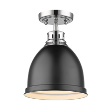 Golden 3602-FM CH-BLK - Wry Lighting Duncan 1-light Flush Mount in Chrome and Matte Black shade